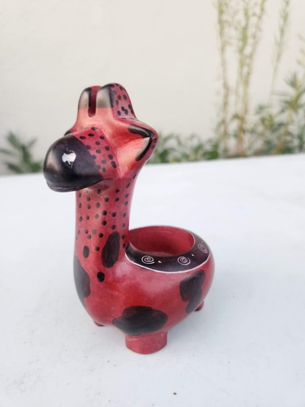 Handmade Soapstone Giraffe Figure Figurine Candle Holder Tealight Dish Trinket h